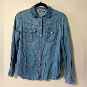 Zara Western Denim Button Up Shirt